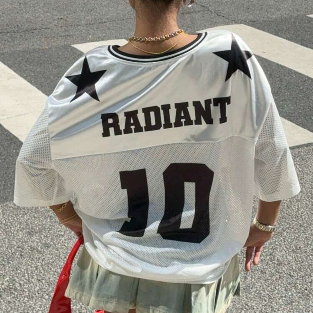 SHEIN Radiant White and Black Star Jersey